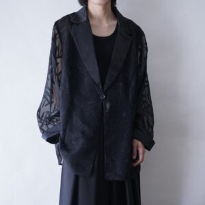 oversized see-through & satin switching easy tailored jacket