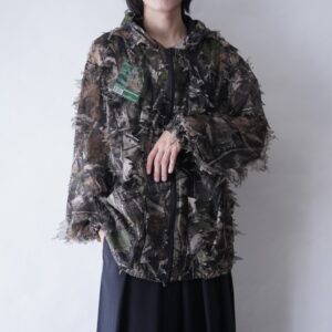 oversized realtree camouflage mesh see-through parka