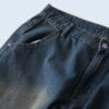 circle silhouette brown fade baggy wide denim pants