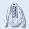 white × black frill shirt