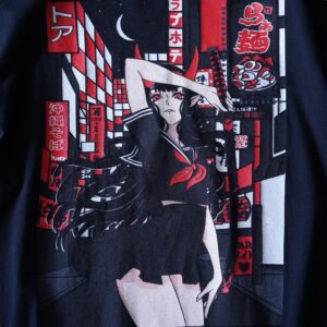 “鬼っ娘繁華街降臨” print tee