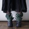 【Remake】Green × Glossy Black Ribbon Loose Socks