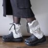 【Remake】White × Twinkle Black Ribbon Loose Socks