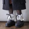 【Remake】White × Twinkle Black Ribbon Loose Socks