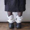 【Remake】White × Twinkle Black Ribbon Loose Socks