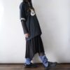 【Remake】Sax Blue × Leather Black Ribbon Loose Socks