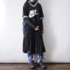 【Remake】Sax Blue × Leather Black Ribbon Loose Socks