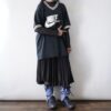 【Remake】Sax Blue × Leather Black Ribbon Loose Socks