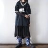 【Remake】Sax Blue × Leather Black Ribbon Loose Socks