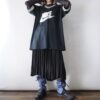 【Remake】Sax Blue × Leather Black Ribbon Loose Socks