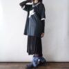 【Remake】Sax Blue × Leather Black Ribbon Loose Socks