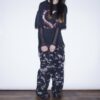 "刺繍 × 迷彩" Y2K embroidery damage wide pants