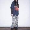 "水墨画 × 迷彩" Y2K spray paint damage wide pants