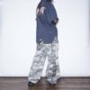"水墨画 × 迷彩" Y2K spray paint damage wide pants