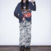 "水墨画 × 迷彩" Y2K spray paint damage wide pants