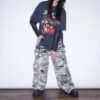 "水墨画 × 迷彩" Y2K spray paint damage wide pants