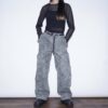 "刺繍 × 迷彩" Y2K embroidery damage wide pants