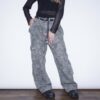 "刺繍 × 迷彩" Y2K embroidery damage wide pants