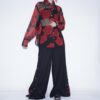 "China x Hakama Pants" red × "黒孔雀"