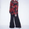 "China x Hakama Pants" red × "黒孔雀"