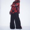 "China x Hakama Pants" red × "黒孔雀"