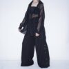 "China x Hakama Pants" green × "黒孔雀"