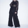 "China x Hakama Pants" green × "黒孔雀"