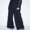 "China x Hakama Pants" green × "黒孔雀"