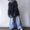 "ANARCHY" oversized black × fade white remake L/S tee