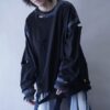 "ANARCHY" oversized black × fade white remake L/S tee