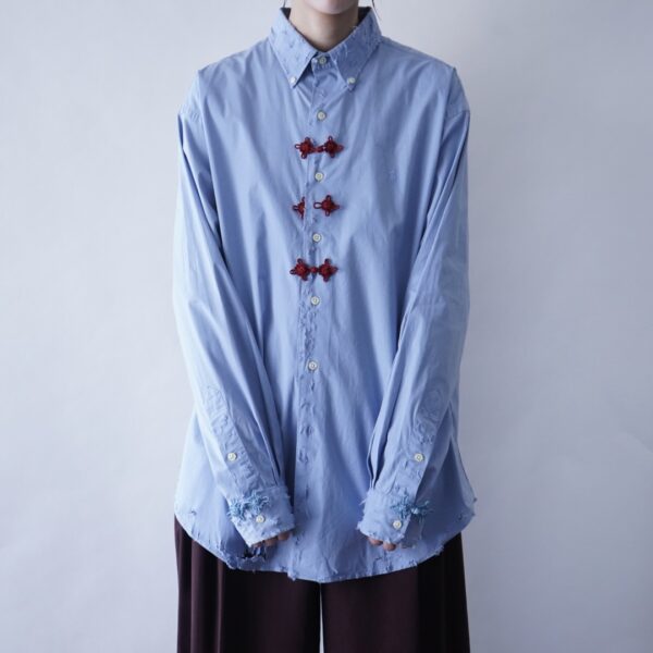 "China × Crush" RalphLauren light blue × red shirt