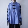 "China × Lace-up" RalphLauren silver × black shirt