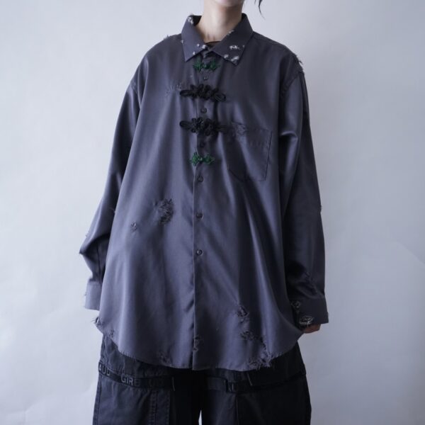 "China × Crush" gray × green × black shirt