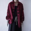 "China × Lace-up" glossy burgundy shirt