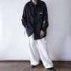 "China × Lace-up" glossy black shirt