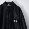 "China × Lace-up" glossy black shirt