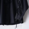 "China × Lace-up" glossy black shirt