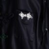 "China × Lace-up" glossy black shirt