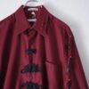 "China × Lace-up" glossy burgundy shirt