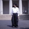 black × gray W / W super wide slacks