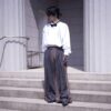 brown × gray W / W super wide slacks