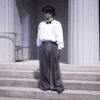 brown × gray W / W super wide slacks