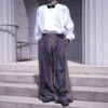 brown × gray W / W super wide slacks