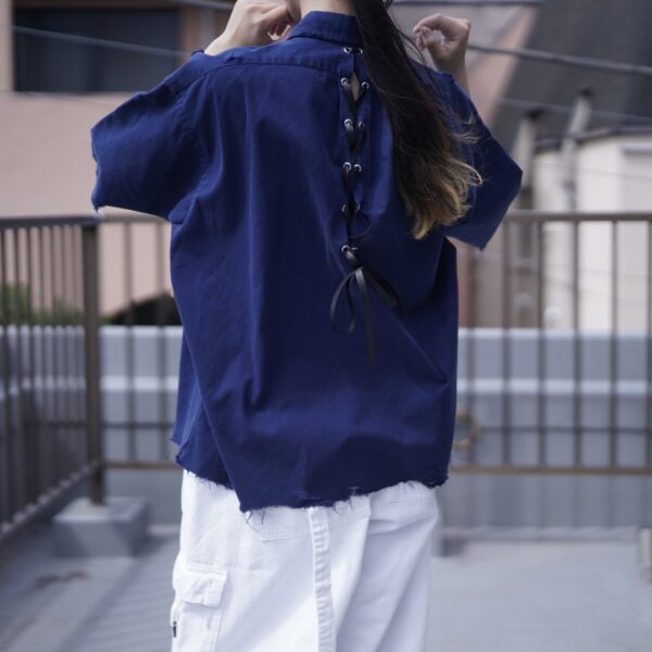 "Lace-Up" RalphLauren cut off resize "BORO" back design shirt
