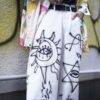 "Wall Paint" prophecy motif white baggy remake pants