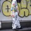 "Wall Paint" prophecy motif white baggy remake pants