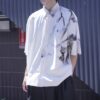 "水墨画 × RalphLauren" short length H/S resize white shirt