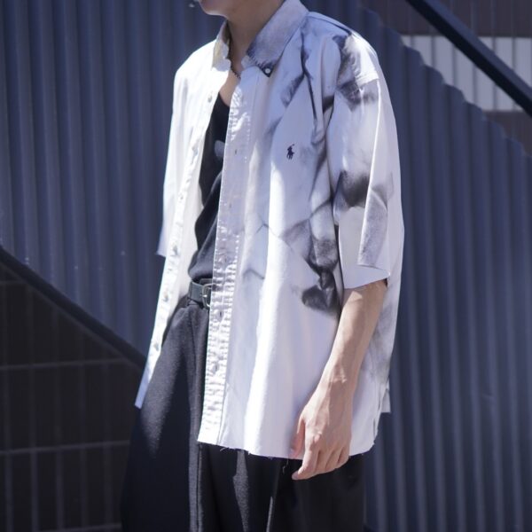 "水墨画 × RalphLauren" short length H/S resize white shirt