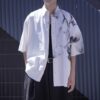 "水墨画 × RalphLauren" short length H/S resize white shirt