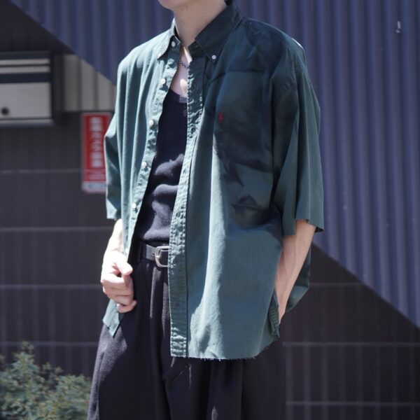 "水墨画 × RalphLauren" short length H/S resize green shirt